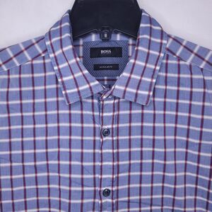 Hugo Boss Shirt Mens Large Check Blue, White, Red Regular Fit